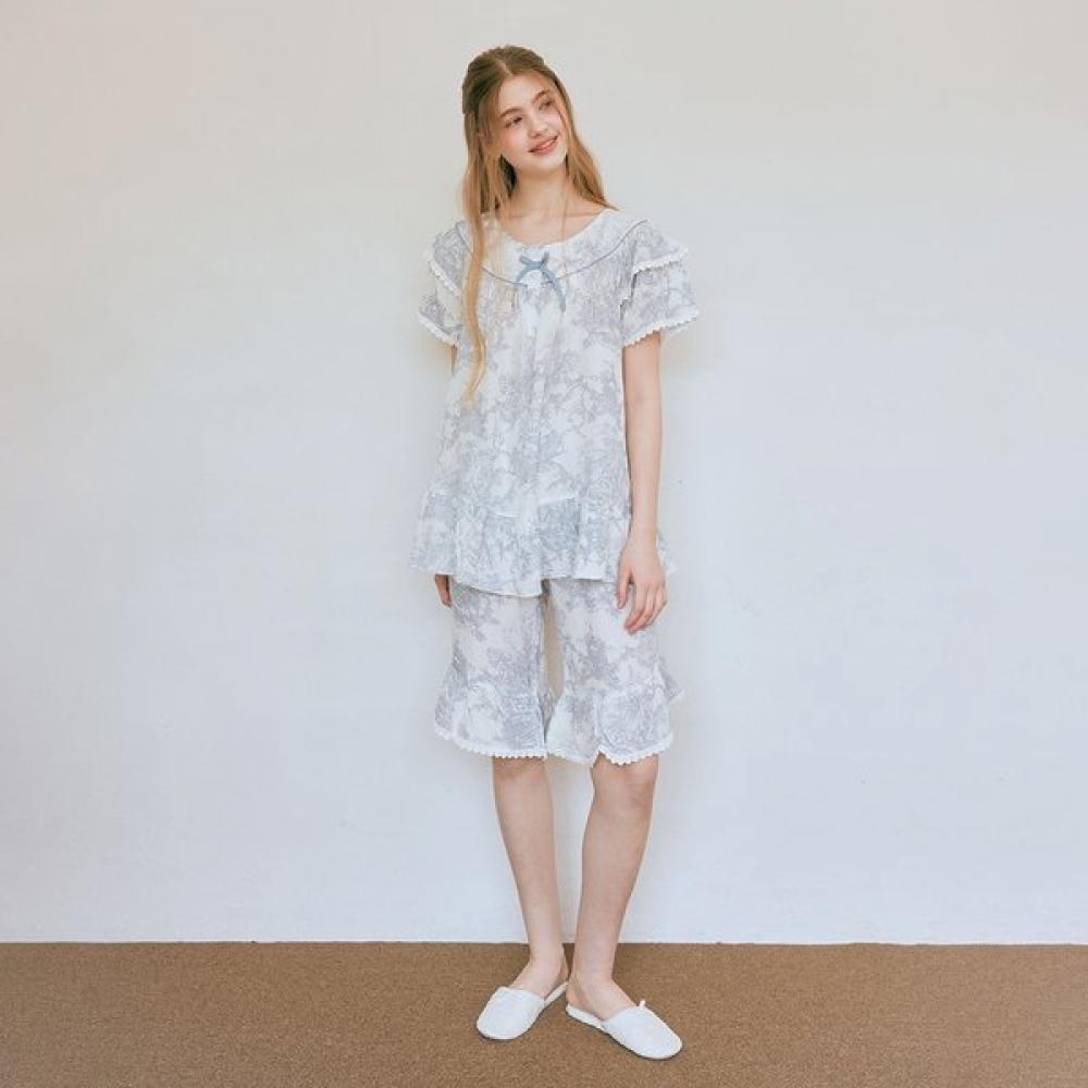 Lunaluz Women S French Twill Round Neck Short Sleeve Two Piece pajamaS