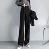 Fashion New Solid Straight Casual Wide Leg Pants Women Elegant Slim Fit High Waist Suit Pants Women Pockets Simple Office Ladies Trousers 25896