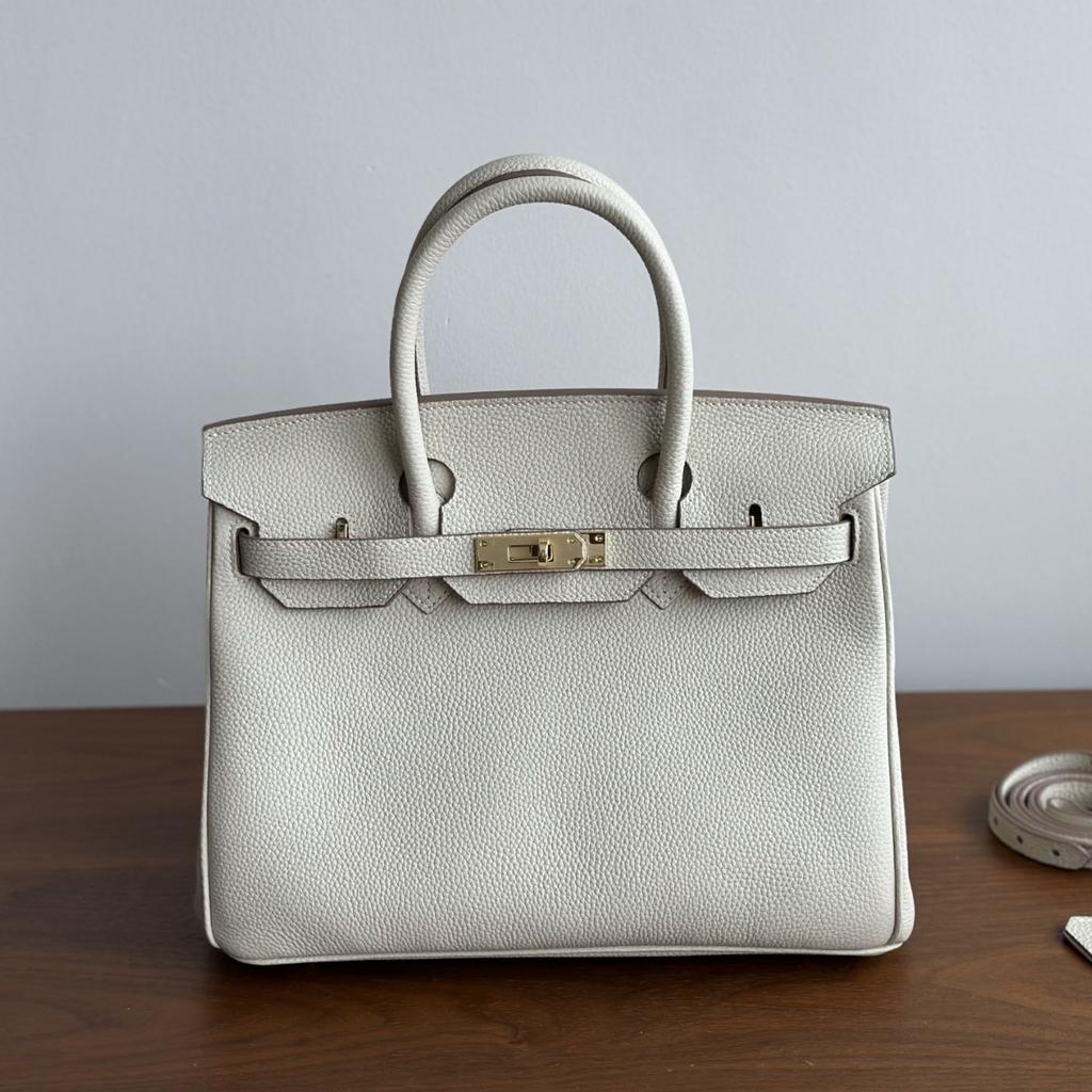 30cm Bronze Togo Leather Top Layer Cowhide Fashion High-End Large Capacity Handbag Single Shoulder Strap Womens Bag