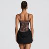 European Style Lace Patchwork Bodycon Dress - Strappy, Waist-Cinched Skirt