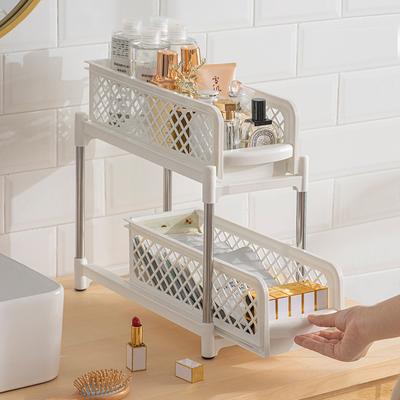 Scaffale Portaoggetti Regolabile Sotto Lavello Organizer Estraibile Soluzione Portaoggetti Multiuso per Cucina e Bagno per una Gestione Efficiente dello Spazio