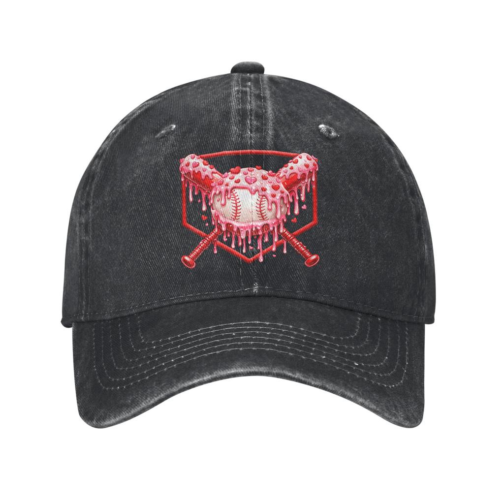 Valentines Day Baseball Boys Ice Cream Drip Heart Washed Baseball Cap Street Style Hunting Camping Baseball Caps