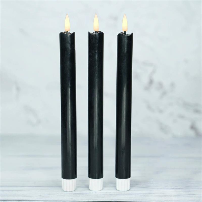

2* 25cm Flameless Taper Candle Paraffin Real Wax & 10Key Remote +Timer 3D Wick Flickering Window Lamp Fireplace Atmosphere Light