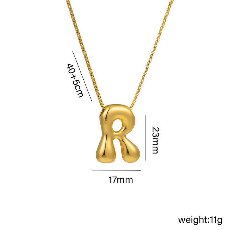 18k Gold Plated Titanium Steel Smooth Balloon Bubble Alphabet Pendant Necklace