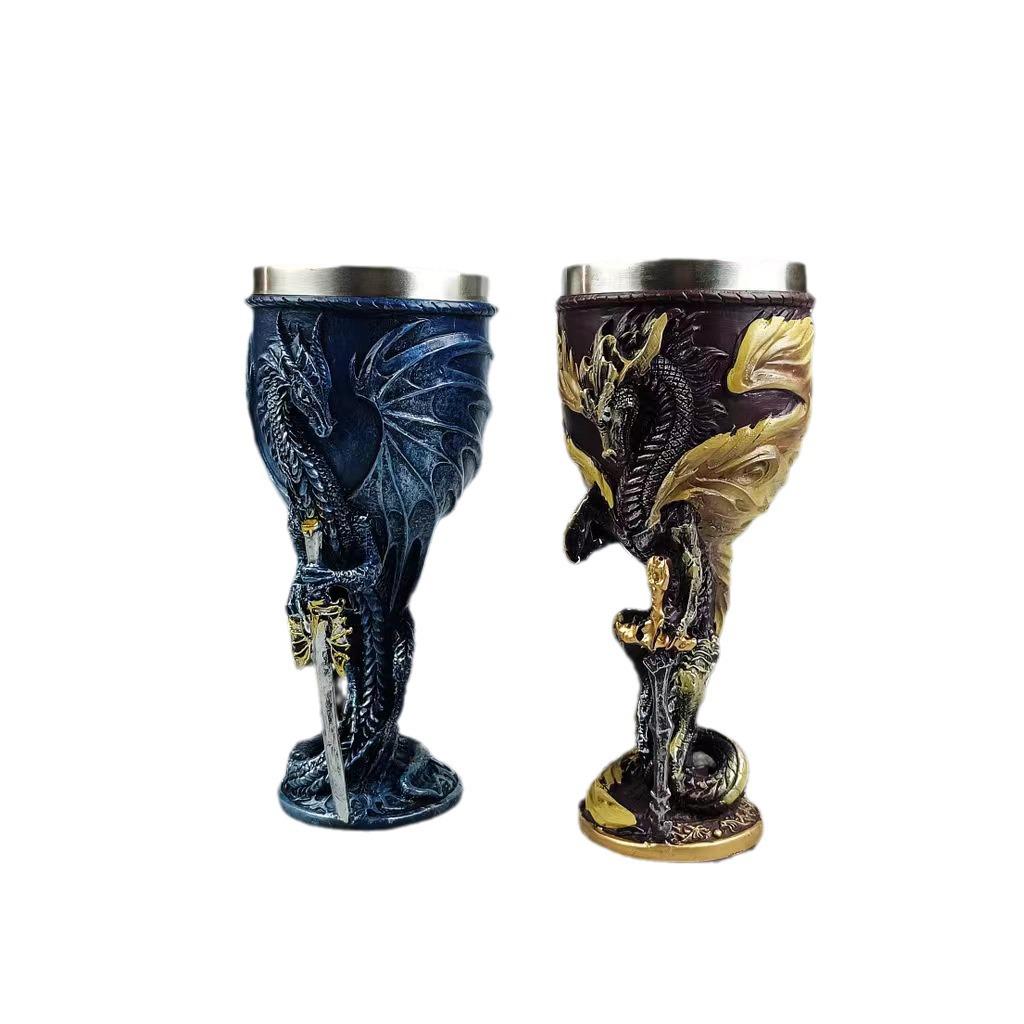 Cross-Border Dragon Sword Wine Goblet - Ice & Fire Design, Stainless Steel