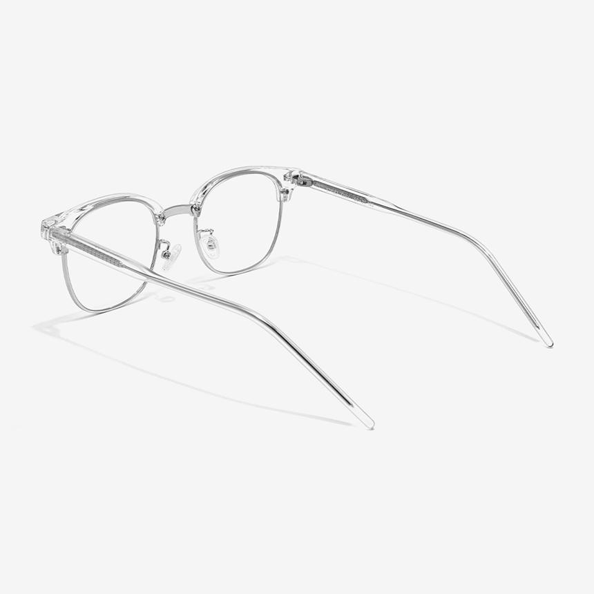 Seutailwokeu Style7 Clsv_Clear & Silver Classic Half-Rim Stylework Eyeglass Frames