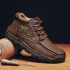 New Mens Ankle Boots High Quality Leather Warm Boots Comfortable Retro Outdoor Boots Lace Up Hiking Sneakers Men Casual Shoes