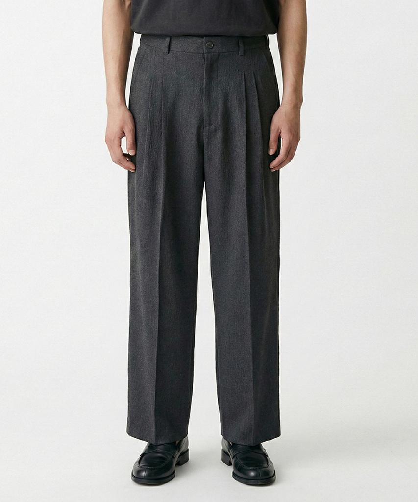 ADHOC Men'S Crinkle Double-Pleat Wide Pants (Dk-Grey) (Hc4Lp05)