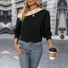 YYFS Women's Fashion Casual Spring Fall Long Sleeve Oblique Collar Blouses & Shirts