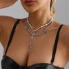 Light Luxury Ins Wind Pentagram Splicing Clavicle Chain Sweet Spice Girl Metal Necklace