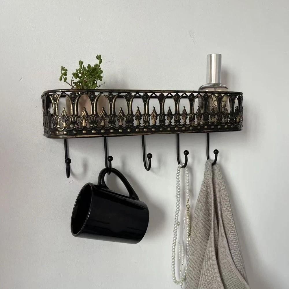 Quality Iron Metal Vintage Metal Wall Rack Key Clothes Storage Practical Storage Organizer