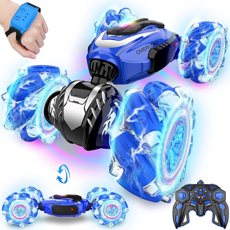 Remote Control Car, Gesture Sensing RC Stunt Car, 4 WD Transform Off Road for Rotating, 2.4Ghz Hand Controlled Remote Control Twister Cars, RC Cars синий