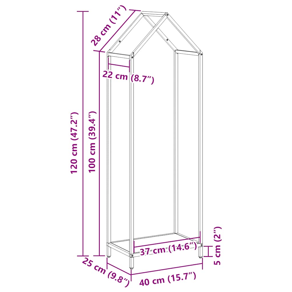 Firewood Rack White 40 x 25 x 120 cm Cold Rolled Steel