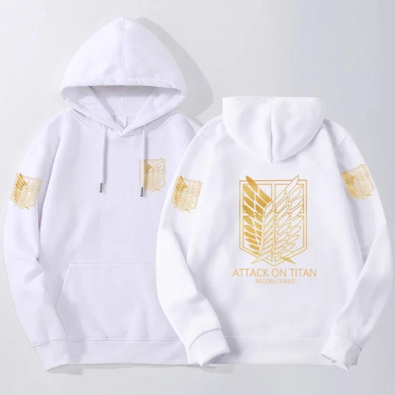 2025 Attack on Titan printed hooded sweatshirt  Harajuku round neck sweater  AOT sleeve sportswear