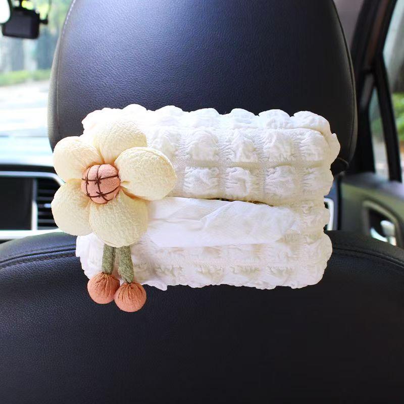 Cute Floral Car Tissue Box - Creative Hanging Pull-out Tissue Storage for Car Interior Decoration