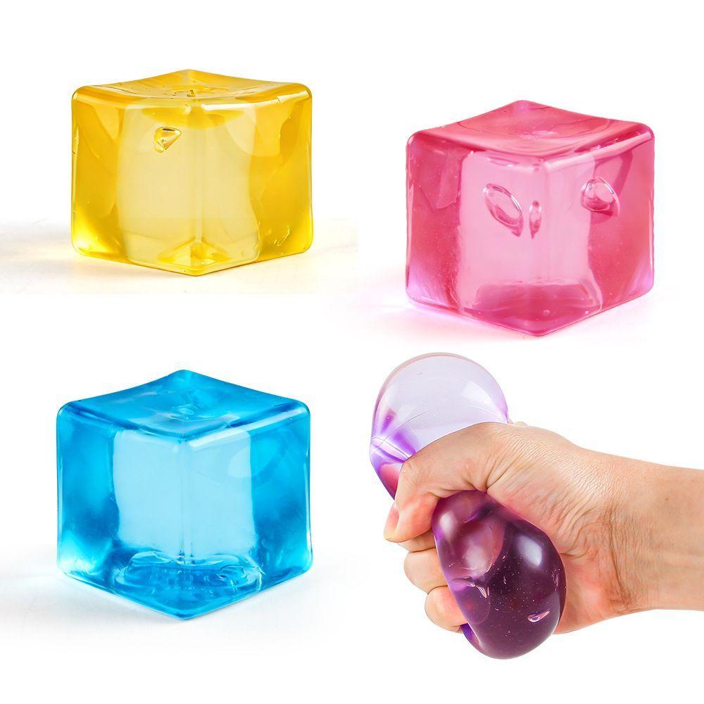 NeeDoh Livlig Klar Squishy Terning - Glansfull Finish Myk Stresslindrende Leketøy for Voksne