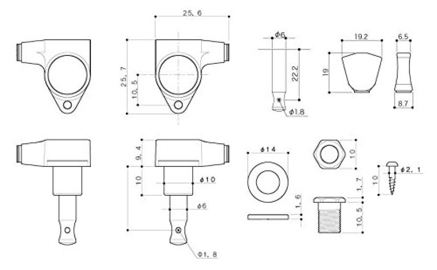 GOTOH Guitar Tuners, 04 Button, 3+3, Chrome (05192CX) SG301-04-3+3-C