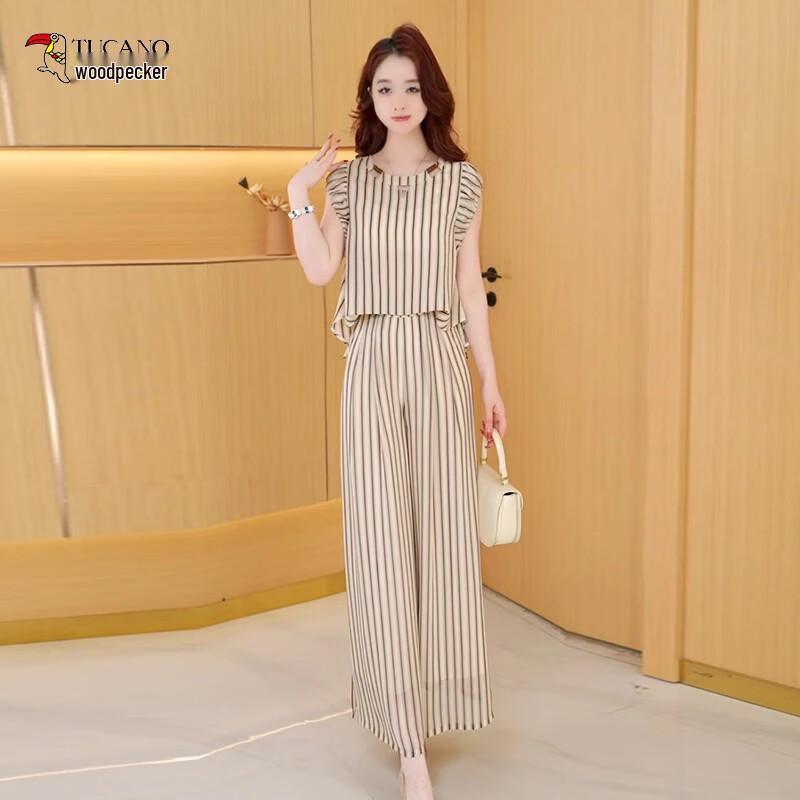 

Women s Striped Shirt & Wide-Leg Pants Set 2XL