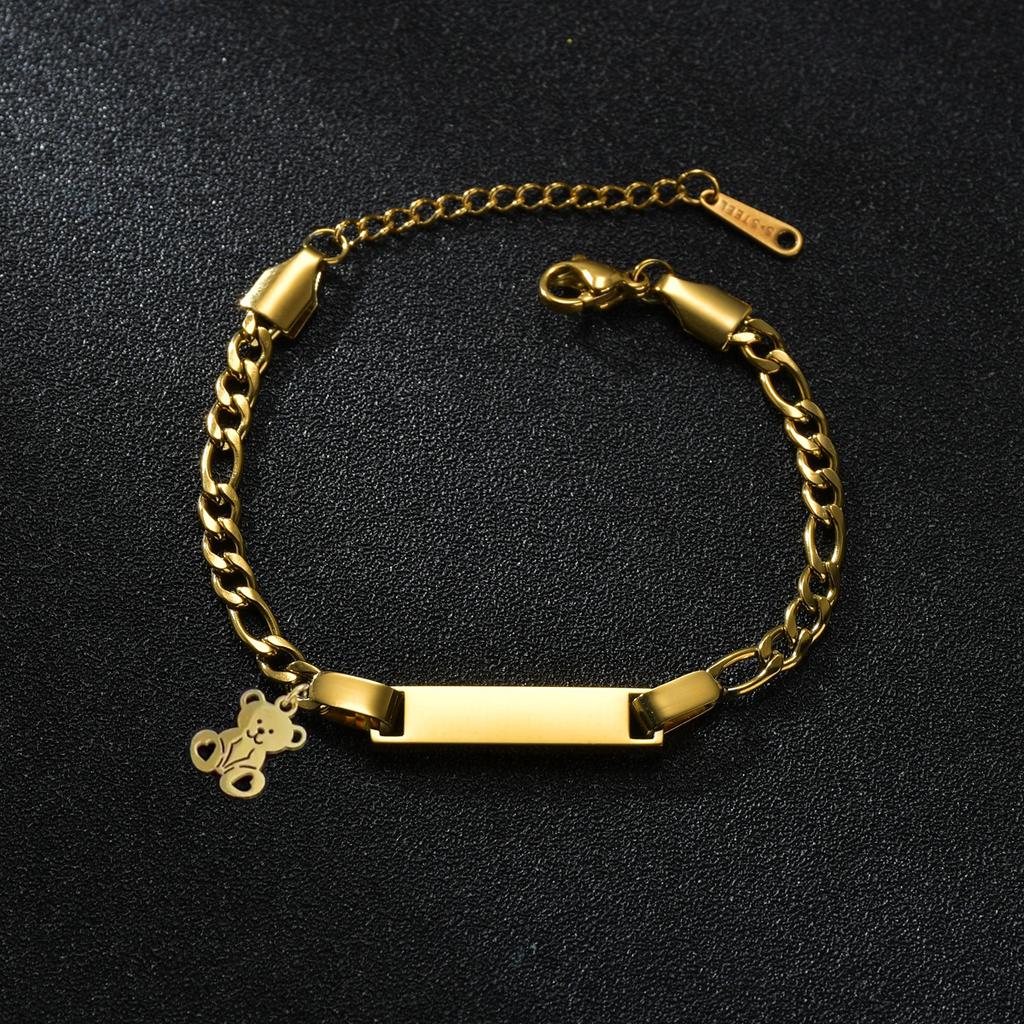 Atoztide Personalized Engrave Name Bracelet For Men Women Kids Stainless Steel Heart Adjustable Figaro Chain Family Jewelry Gift
