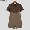 INCERUN Combinaisons Rompers Sous-vêtements Vêtements d'intérieur pour Hommes à Manches Courtes avec Fermeture Éclair et Coutures