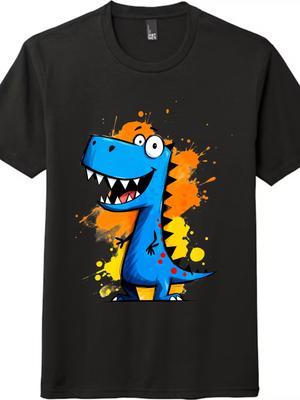 Retro Dinosaur Cartoon T-Shirt Mens Womens Tees Top Unisex Trendy Nostalgic Casual Tee for Dino Fans