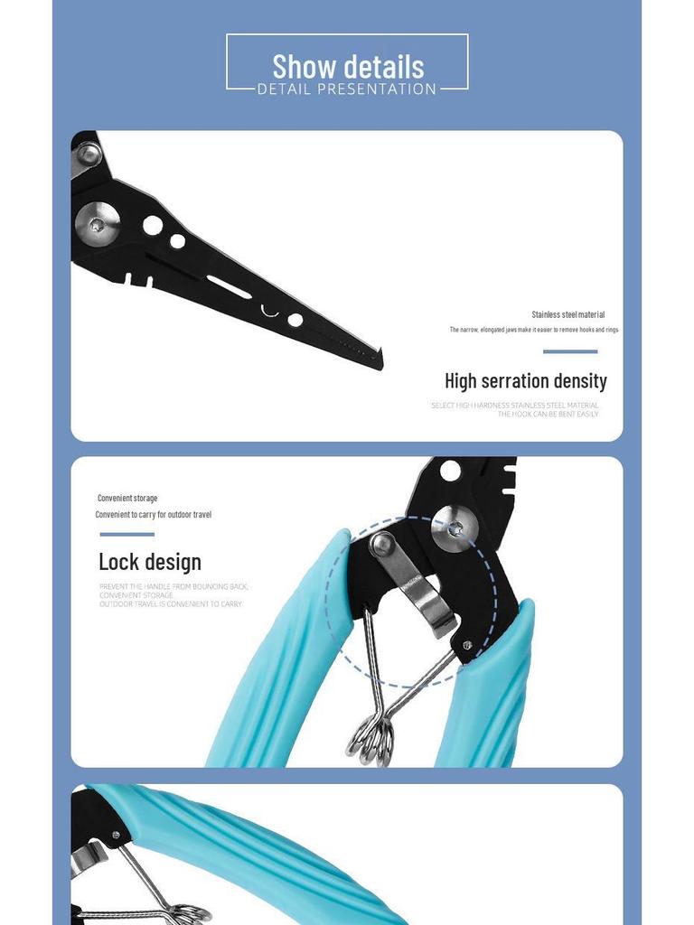 Multifunctional Stainless Steel Fishing Pliers: Lure, Gripper, and Scissors with Fine Nose