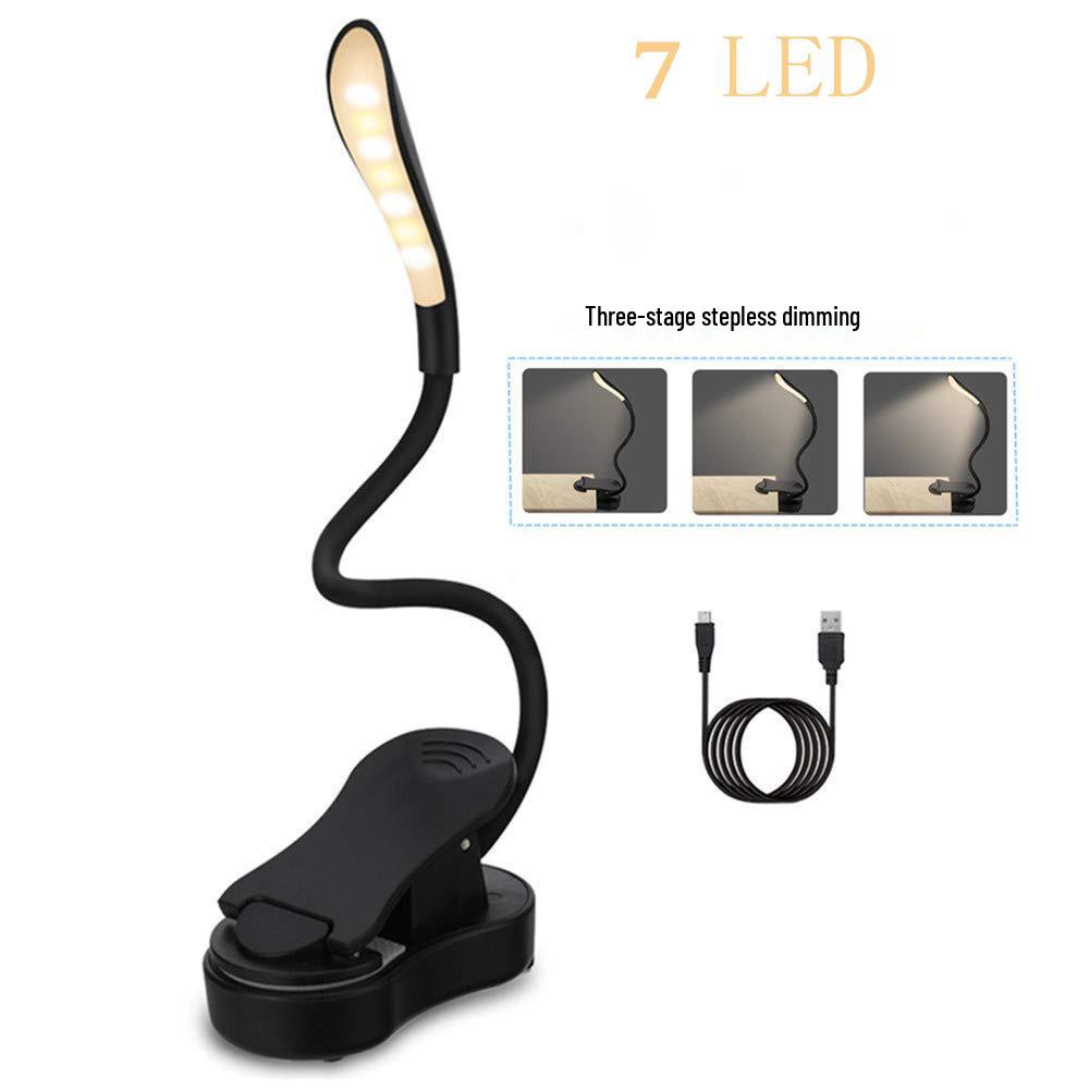 LED USB Rechargeable Portable Book Clip Lamp - Eye Protection Reading and Study Light