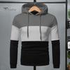 Men Fall Winter Hoodie Colorblock Drawstring Long Sleeves Big Pocket Hooded Retro Thin Loose School Daily Wear Casual Sport Top