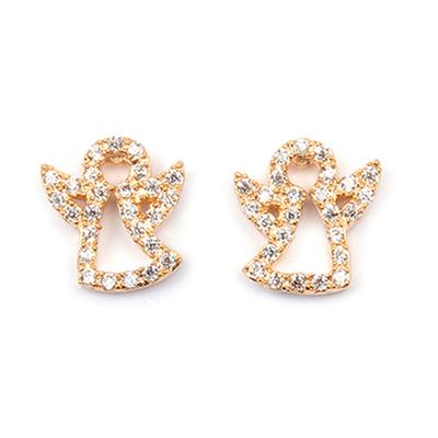 [M8974] - Gold Plated Earrings 'Guardian Angel' White Gold - 9x8 Mm