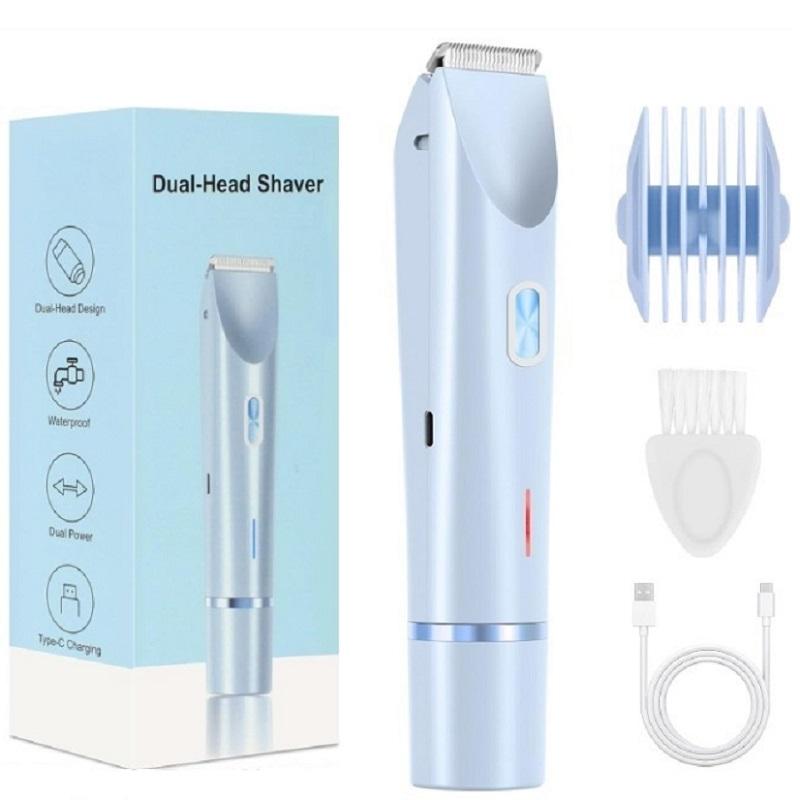 

2-in-1 Rechargeable Bikini Epilator for Women Dual Head Electric Shave Waterproof Bikini Hair Trimmer Body Hair Remover Epilator синій