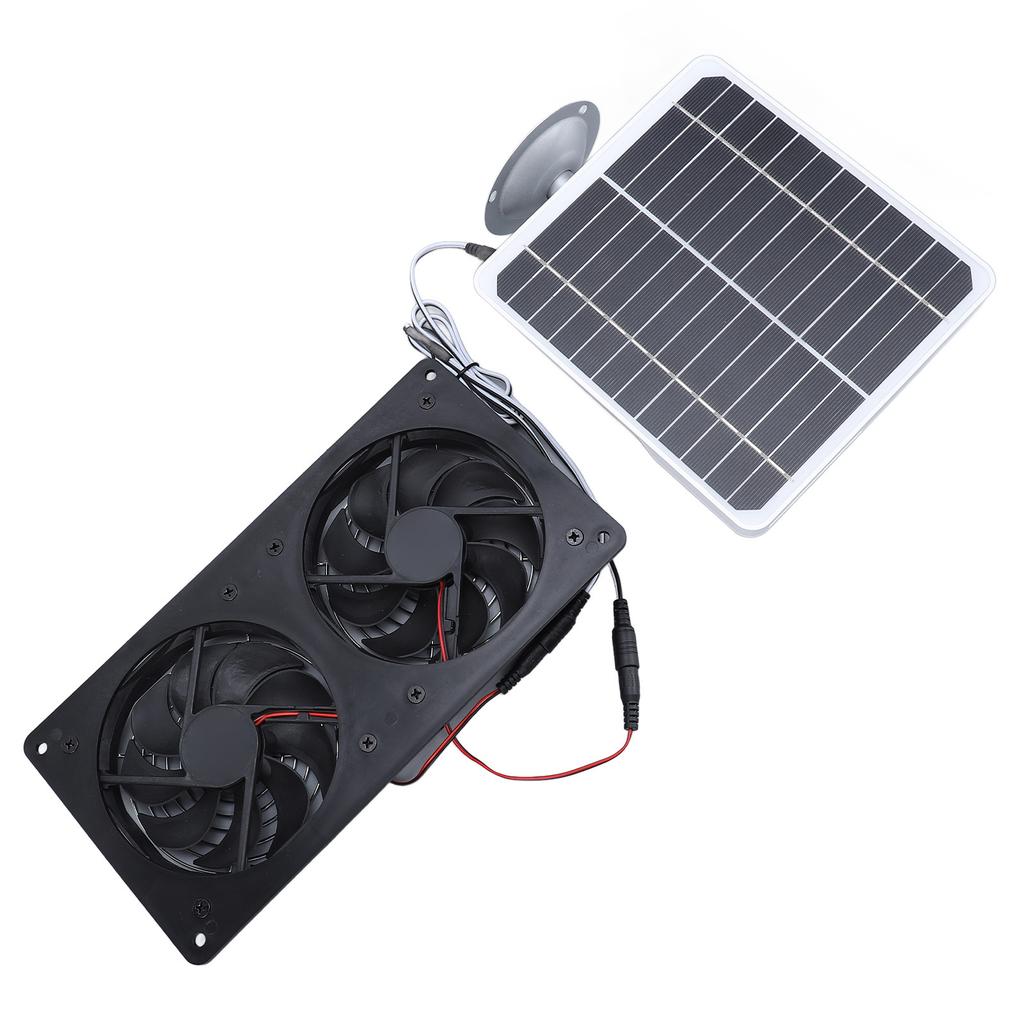 20W Solar Panel Solar Powered Dual Exhaust Fan Kit for Chicken Coops Greenhouses Sheds Pet Houses