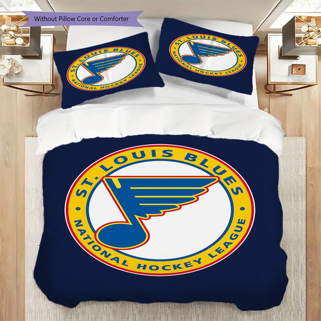 St. Set Copripiumino Trapuntato Louis Blues Federa Decorazione Casa Regalo di Compleanno (1 * copripiumino + 2 * federa, senza nucleo)