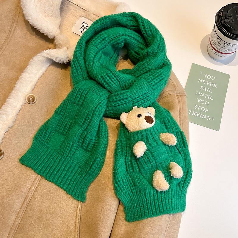 Christmas new red bear knitted scarf women's autumn and winter cute scarf versatile new girlfriend