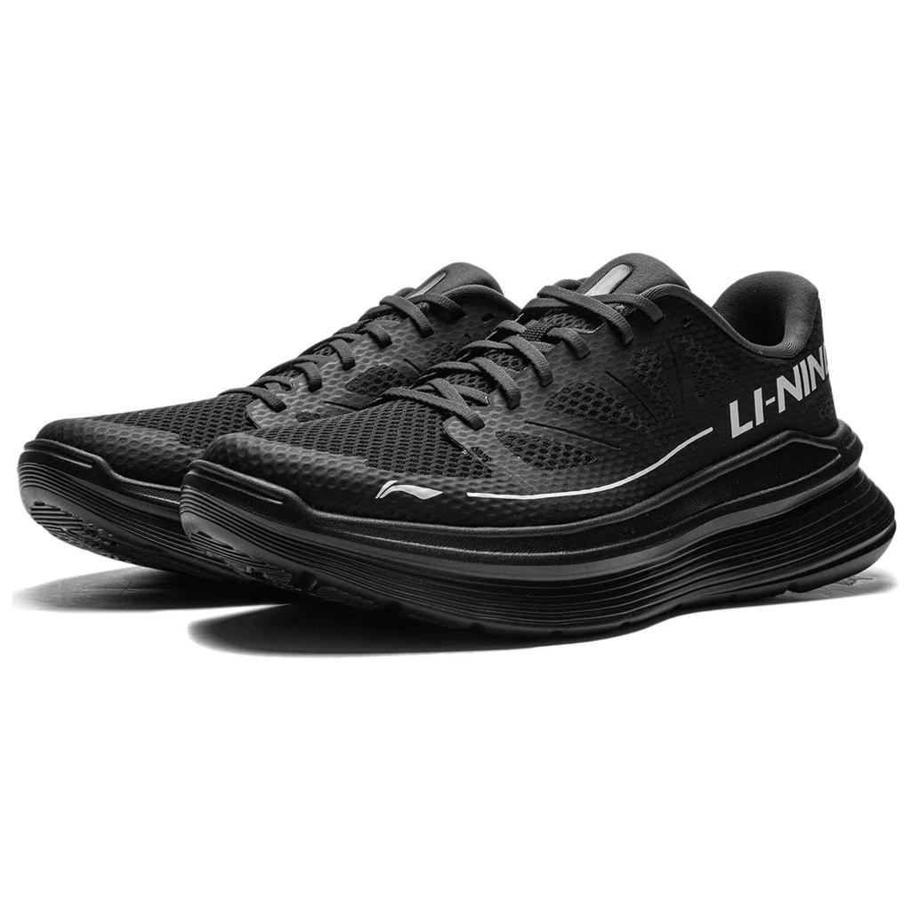 Li Ning Ling Yue Refreshing Comfortable Non-Slip Wear-Resistant Low-Top Running Shoes Men Sneaker Black ARSU097-6