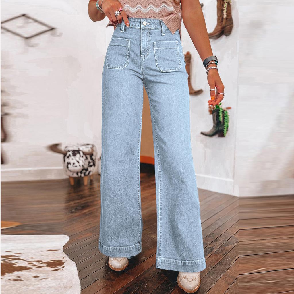 Women's Retro High Waist Wide Leg Straight Street Wide Leg Jeans