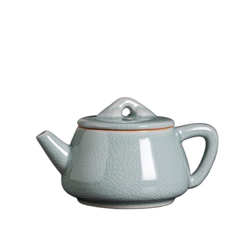 Powder Green Ru Kiln Teapot Single Pot High-grade Bright Glaze Ru Porcelain Retro Household Ceramic Kung Fu Tea Set