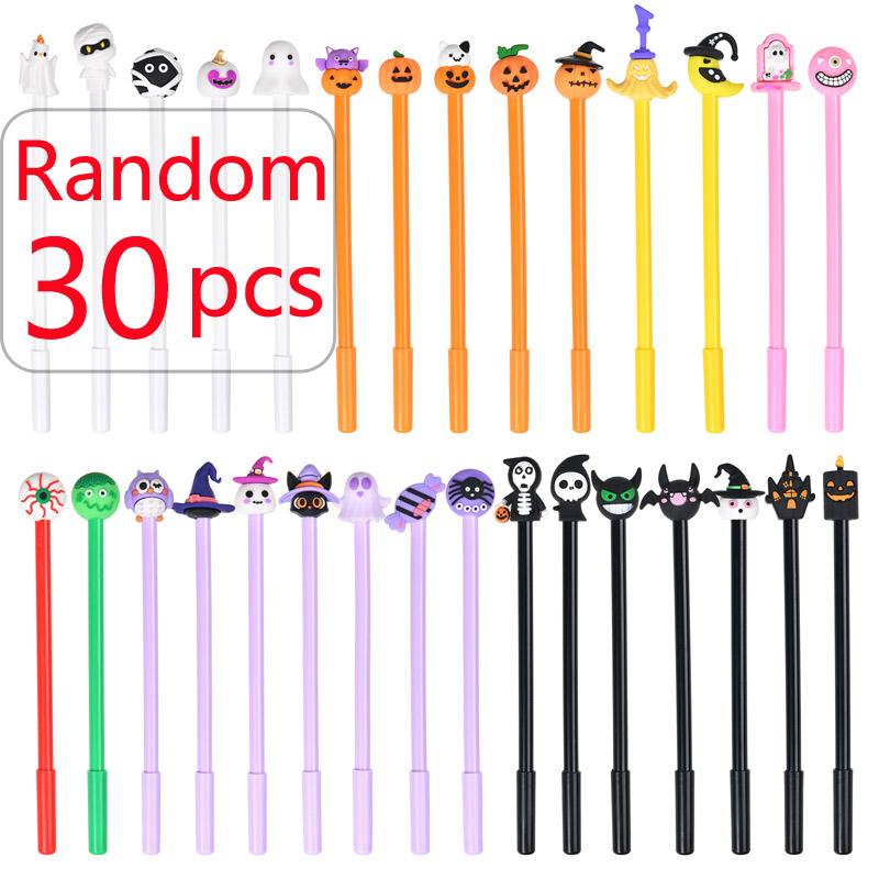 10/30 Stück Halloween Stifte Kürbis Schädel Geist Fledermaus Stifte 0,5 MM Schwarzer Kugelschreiber für Halloween Partybedarf Schule Büro Preise