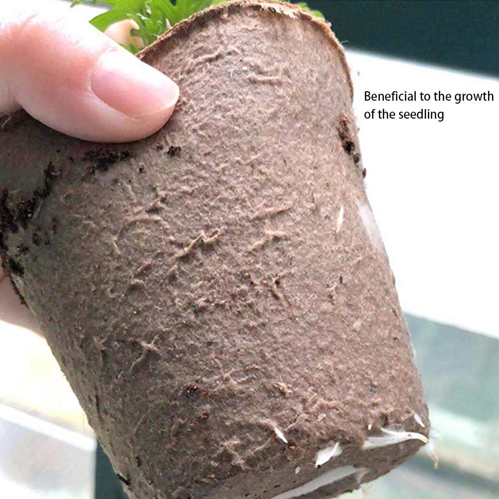 50Pcs 6x6CM Round Degradable Paper Pulp Peat Pots Plant Nursery Cup Use for Gardening