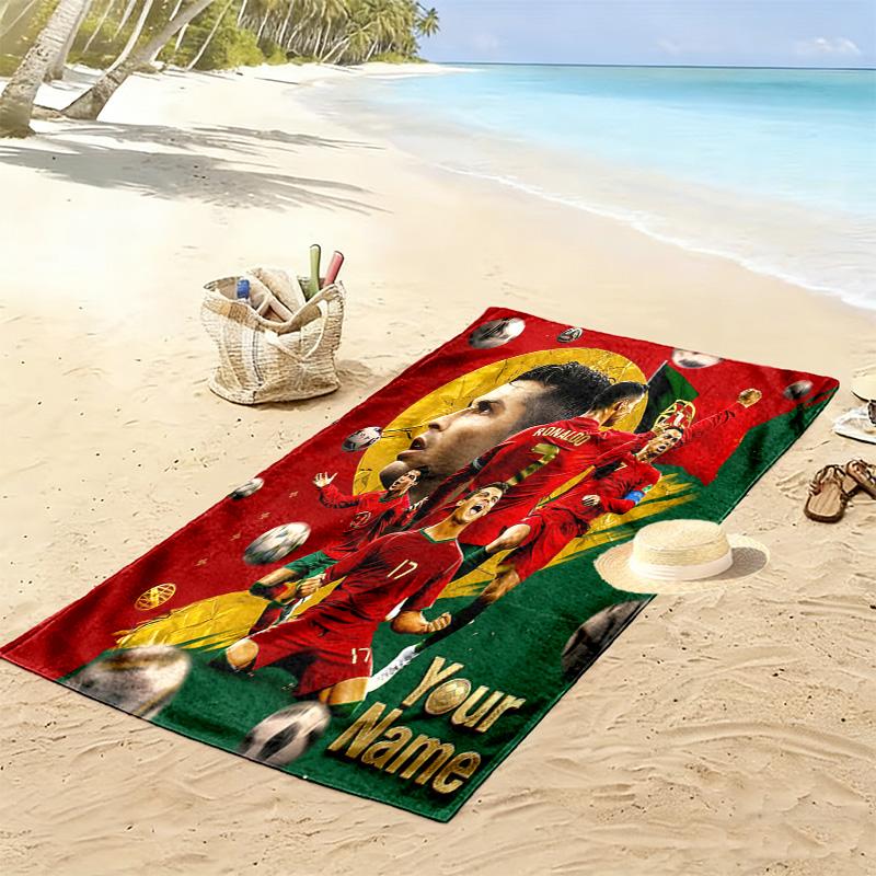 Custom Name CR7 Print Beach Towel, Large Soft Quick Dry Towel for Beach Camping Swimming -HE35