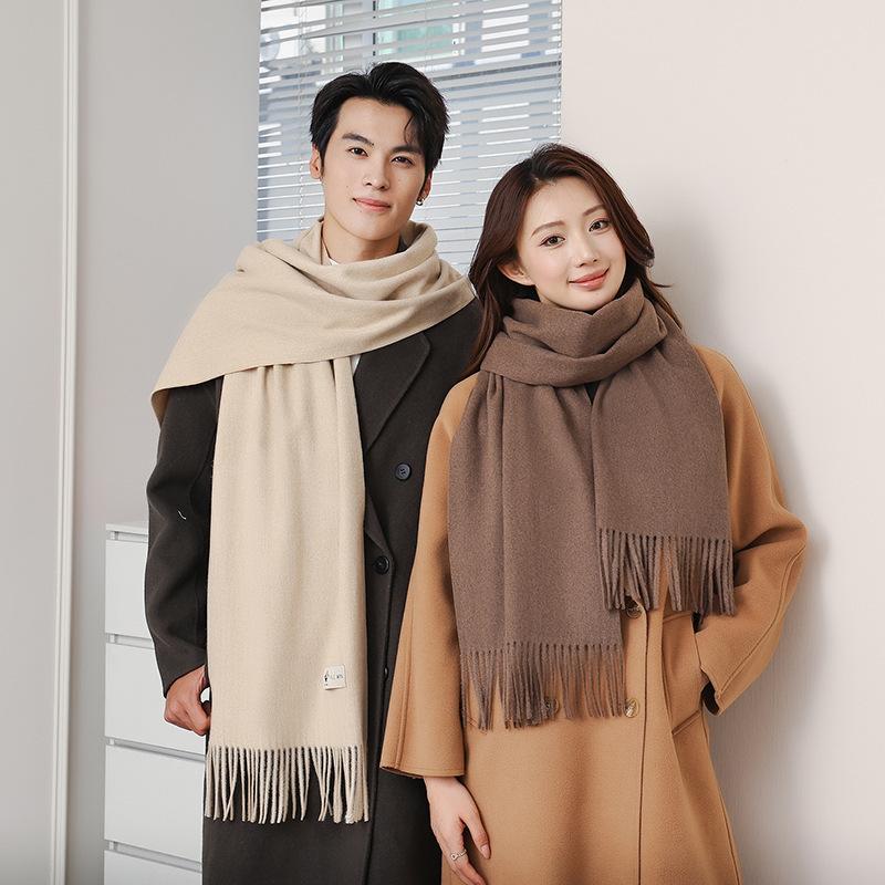 Cashmere Scarf Shawl High End New Wool Scarf Women's Winter Thickened Solid Color Scarf for Men