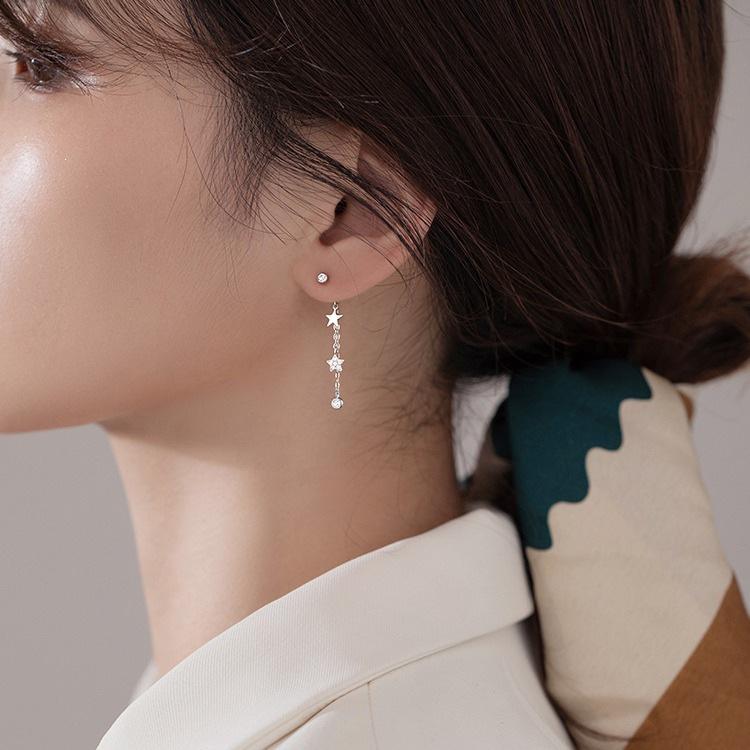 2023 Trendy Women's Star Tassel Stud Earrings in 925 Sterling Silver