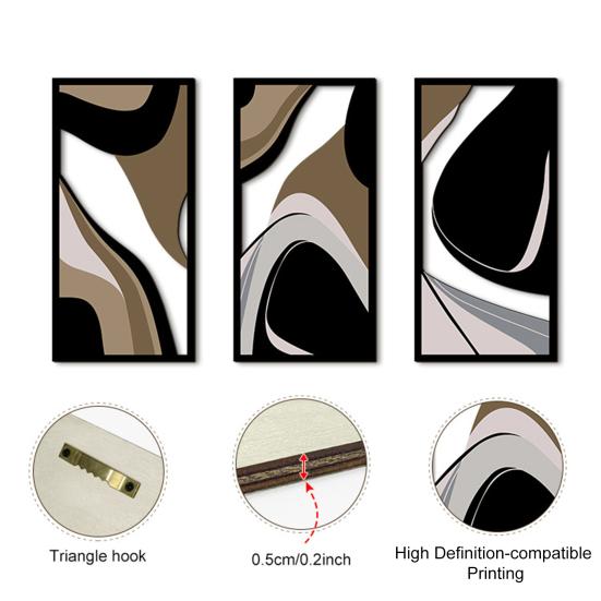 3 Pcs Boho Wood Wall Art Decor Minimalist Plants Geometric Hollow-out Hanging Ornament Abstract Wall Sculptures for Home Living Room Bedroom Kitchen