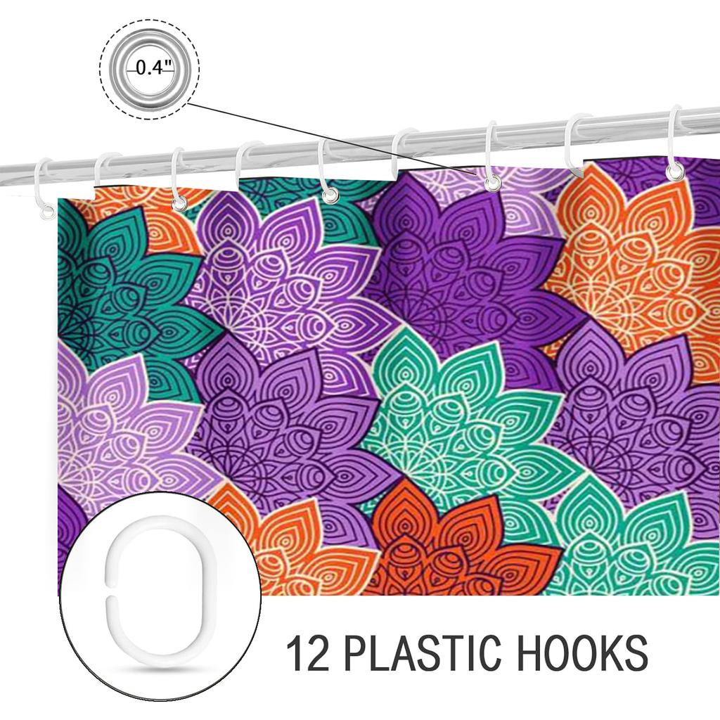 National Style Mandala Bathing Curtain  Bathroom Letters Shower Curtain Waterproof With 12 Hooks Fishes Home Deco Free Ship