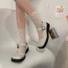 Womens Calf Socks, Sweet Girl Lace Ruffle Knee Socks Fashion Ladies Girl Princess Mesh Socks Campus Stockings