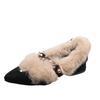Mode Winter Neu Damen Spitzzehen Nieten Dicke Absätze Loafer Retro Stil Warm Lässig Slipper Klobige Schuhe Damenschuhe Damenstiefel