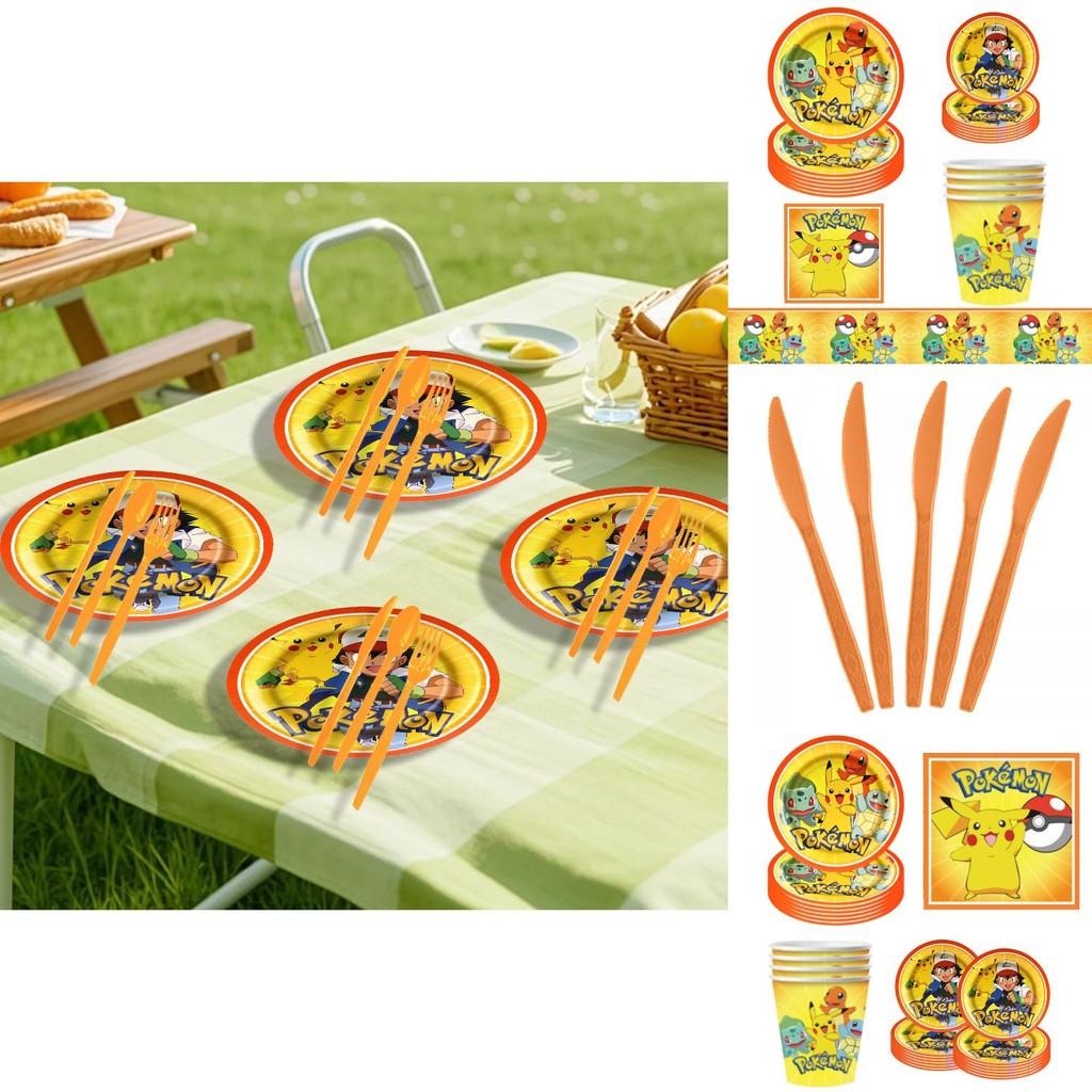 Pokemon Pikachu Party Paper Plate And Cup Set With Cartoon Print For Birthday Celebrations