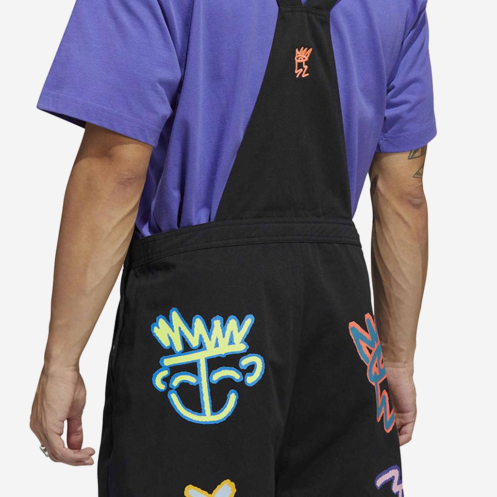 adidas Logo Graffiti Print Square Neck Sleeveless Straight Leg Jumpsuit Men Jumpsuit Black HC3090