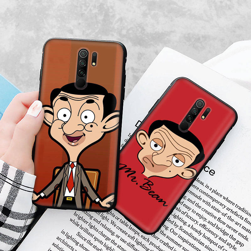 Black Case for Xiaomi Redmi 13C Note 9 iPhone XR 7 8 14 15 11 12 13 X XS Pro Max Samsung A25 S23 S24 FE Ultra Plus Mr. Bean