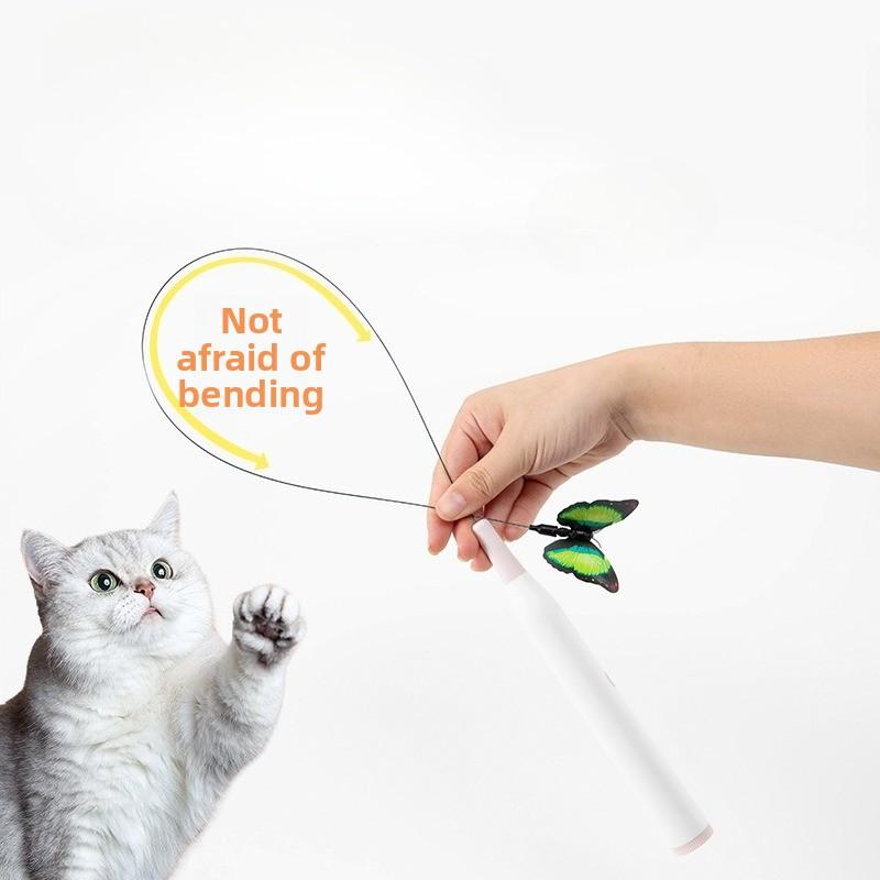 Electric Suction Cup Cat Toy Rotating Butterfly Flying Cat Self-entertaining Toy Long Rod Steel Wire Cat Teaser Toys