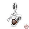 Copper Loveheart Charms Beads Cute Cat Panda Poker Phone Charm Pendant Fit Original Bracelet Diy Jewelry Women Gift